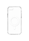 Apple iPhone SE 2022 Kılıf M-safe Şarj Özellikli Şeffaf Sert PC Zore Embos Kapak