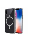 Apple iPhone XS 5.8 Kılıf M-safe Şarj Özellikli Şeffaf Sert PC Zore Embos Kapak