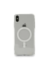Apple iPhone XS Max 6.5 Kılıf M-safe Şarj Özellikli Şeffaf Sert PC Zore Embos Kapak