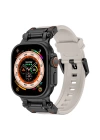 Apple Watch 42mm Zore KRD-101 Titanyum Metal Başlıklı Silikon Kordon