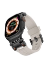 Apple Watch 42mm Zore KRD-101 Titanyum Metal Başlıklı Silikon Kordon