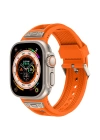 Apple Watch 42mm Zore KRD-117 Hava Alabilen Delikli Metal Süslemeli Desenli Silikon Kordon