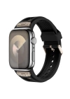 Apple Watch 42mm Zore KRD-117 Hava Alabilen Delikli Metal Süslemeli Desenli Silikon Kordon