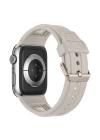 Apple Watch 42mm Zore KRD-117 Hava Alabilen Delikli Metal Süslemeli Desenli Silikon Kordon