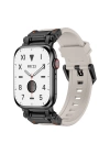 Apple Watch 44mm Zore KRD-101 Titanyum Metal Başlıklı Silikon Kordon