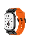 Apple Watch 44mm Zore KRD-101 Titanyum Metal Başlıklı Silikon Kordon