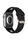 Apple Watch 44mm Zore KRD-117 Hava Alabilen Delikli Metal Süslemeli Desenli Silikon Kordon