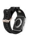 Apple Watch 44mm Zore KRD-117 Hava Alabilen Delikli Metal Süslemeli Desenli Silikon Kordon