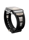 Apple Watch 44mm Zore KRD-117 Hava Alabilen Delikli Metal Süslemeli Desenli Silikon Kordon