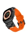 Apple Watch 7 45mm Zore KRD-101 Titanyum Metal Başlıklı Silikon Kordon