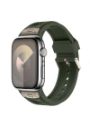 Apple Watch 7 45mm Zore KRD-117 Hava Alabilen Delikli Metal Süslemeli Desenli Silikon Kordon