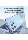 Baseus Crystal iPhone 14 Pro 6.1 Ultra-Thin Silikon Kılıf + Tempered Ekran Koruyucu Set