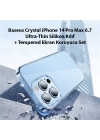 Baseus Crystal iPhone 14 Pro Max 6.7 Ultra-Thin Silikon Kılıf + Tempered Ekran Koruyucu Set