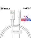 Baseus Mini White Micro USB 4A OPPO VIVO Dash Usb Şarj Kablosu 1Metre