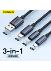 Baseus Minimalist Series 3in1 USB to Type-C + Lightning + Micro USB Hızlı Data Şarj Kablosu