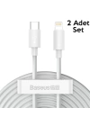 Baseus PD 20W İPhone 14-13-12,11 USB-C to Lightning Şarj Kablosu 2 Adet Set 1.5m