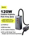 Baseus Share Together PPS 120W 4 Portlu (3 USB+1 Type-C) Hızlı Araç Şarjı 1.5m