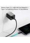 Baseus Super Si 1C 20W Hızlı Şarj Adaptörü + Type-C to Lightning iPhone 1m Şarj Kablosu