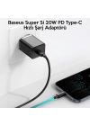 Baseus Super Si 20W PD Type-C Hızlı Şarj Adaptörü 20W İPhone 15-14-13- 12-11 Hızlı Şarj