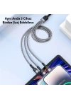 Duzzona A3 3in1 Type-C + iPhone Lightning + Micro USB 3A Hızlı Şarj Kablosu 1.3m