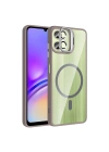 Galaxy A06 Kılıf Standlı ve Kamera Lens Hediyeli M-Safe Şarj Özellikli Zore Etro Kapak