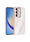 Galaxy A35 Kılıf Standlı ve Kamera Lens Hediyeli M-Safe Şarj Özellikli Zore Etro Kapak
