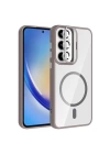 Galaxy A35 Kılıf Standlı ve Kamera Lens Hediyeli M-Safe Şarj Özellikli Zore Etro Kapak
