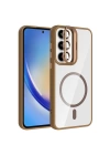 Galaxy A35 Kılıf Standlı ve Kamera Lens Hediyeli M-Safe Şarj Özellikli Zore Etro Kapak