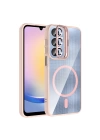 Galaxy A36 Kılıf Standlı ve Kamera Lens Hediyeli M-Safe Şarj Özellikli Zore Etro Kapak