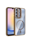 Galaxy A36 Kılıf Standlı ve Kamera Lens Hediyeli M-Safe Şarj Özellikli Zore Etro Kapak
