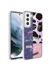 Galaxy S21 FE Kılıf Airbag Kenarlı Renkli Desenli Silikon Zore Elegans Kapak