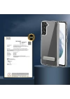 Galaxy S21 FE Kılıf Standlı Şeffaf Silikon Zore L-Stand Kapak
