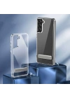 Galaxy S21 FE Kılıf Standlı Şeffaf Silikon Zore L-Stand Kapak