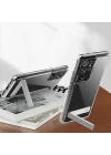 Galaxy S21 Ultra Kılıf Standlı Şeffaf Silikon Zore L-Stand Kapak