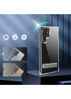 Galaxy S22 Ultra Kılıf Standlı Şeffaf Silikon Zore L-Stand Kapak