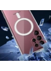 Galaxy S22 Ultra Kılıf Zore M-safe Şarj Özellikli Şeffaf Sert PC Zore Embos Kapak