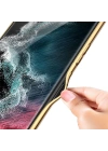 Galaxy S23 Ultra Kılıf Deri Görünümlü Kenarları Elektroplating Kaplama Zore Fizyon Kapak