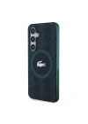Galaxy S24 Kılıf Lacoste Orjinal Lisanslı M-safe Şarj Özellikli Çift Katmanlı Timsah Logolu Blend Monogram Kapak