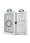 Galaxy S24 Kılıf Lacoste Orjinal Lisanslı M-safe Şarj Özellikli Transparan Timsah Logo Baskılı Kapak