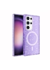 Galaxy S24 Ultra Kılıf M-safe Şarj Özellikli Parlayan Simli Saydam Renkli Zore Allstar Kapak