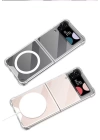 Galaxy Z Flip 4 Kılıf Wireless Şarj Özellikli Airbagli Zore Kıpta Anti Shock M-safe Kapak