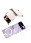 Galaxy Z Flip 4 Kılıf Wireless Şarj Özellikli Airbagli Zore Kıpta Anti Shock M-safe Kapak