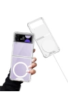 Galaxy Z Flip 4 Kılıf Wireless Şarj Özellikli Airbagli Zore Kıpta Anti Shock M-safe Kapak