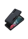 Galaxy Z Fold 4 Kılıf Karbonfiber Arka Yüzey Zore Kartlıklı Kıpta Silikon Kapak