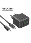 HOCO CS14A 20W Type-C + USB Hızlı Şarj Adaptörü Başlığı + Type-C Kablo