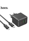 HOCO CS14A Ocean PD20W+QC3.0  Girişli Hızlı Şarj Başlığı Ve Type-C To iPhone Lightning Kablo