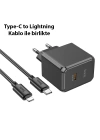 HOCO CS15A 30W Type-C Şarj Aleti + Type-C to iPhone Lightning Kablo Seti