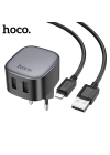 Hoco CS31A 2xUSB + Lightning Kablo Hızlı Şarj Adaptör Seti