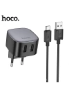 Hoco CS31A 2xUSB + Type-C to USB Kablo Hızlı Şarj Adaptör Seti