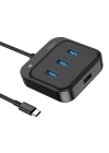 Hoco HB31 4in1 Type-C to 4x USB3.0 HUB Çevirici Dönüştürücü Adaptör 0.2m